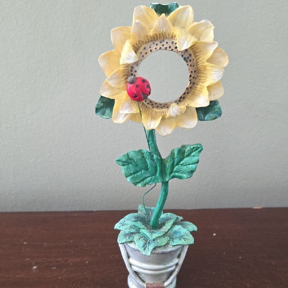 Sunflower Decor with Ladybug Accent